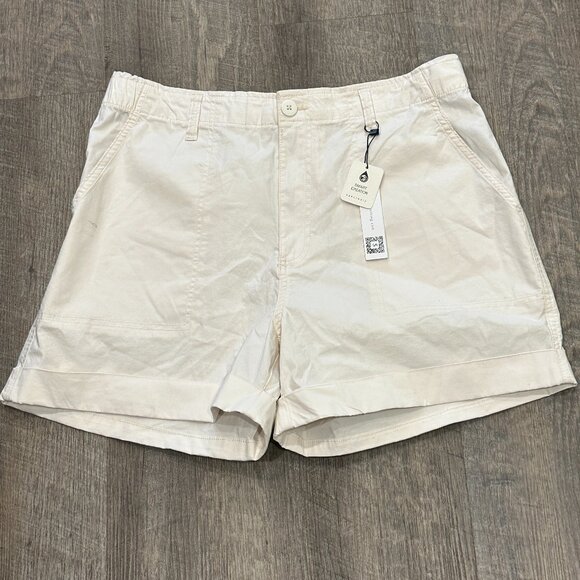 New Sanctuary Getaway Shorts Ivory Elastic Waist Cuffed Stretch 4" Inseam Sz XL - Picture 1 of 11